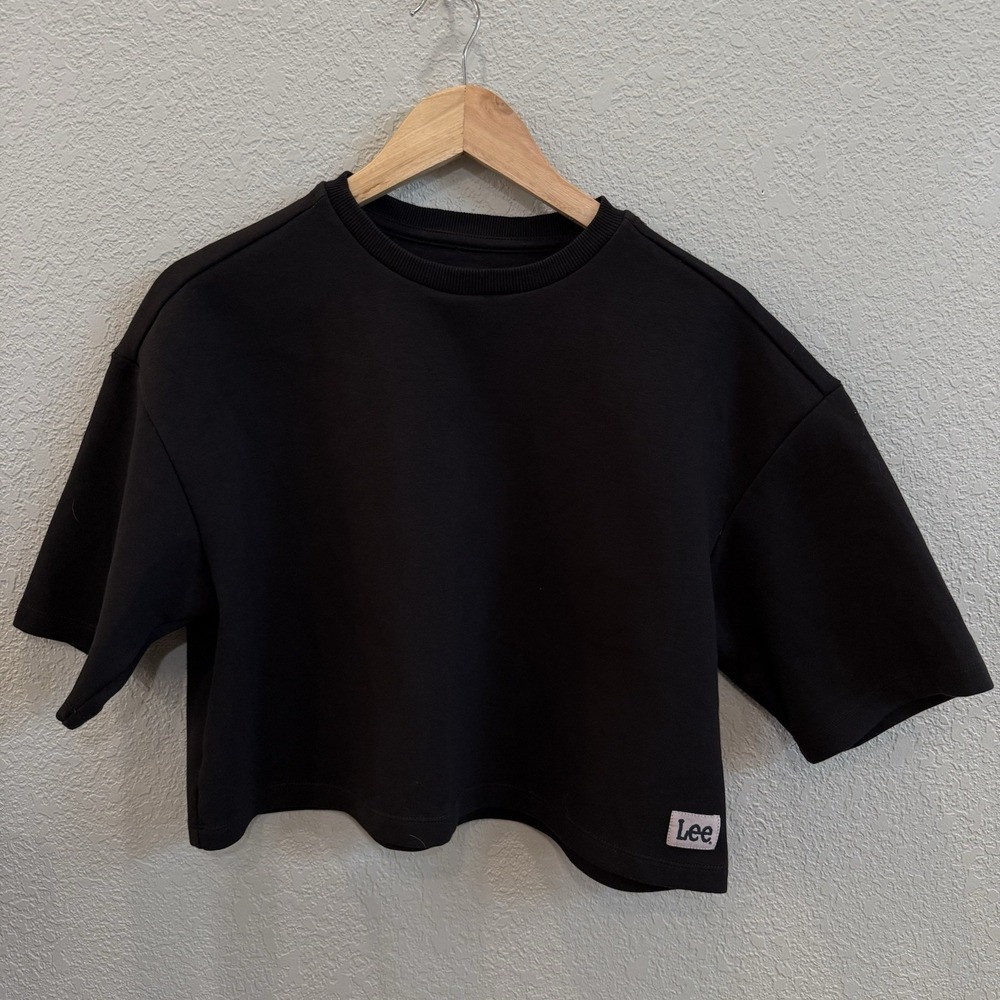 Lee Women's Cropped Oversized Heavyweight Tee Short Sleeve Black XS